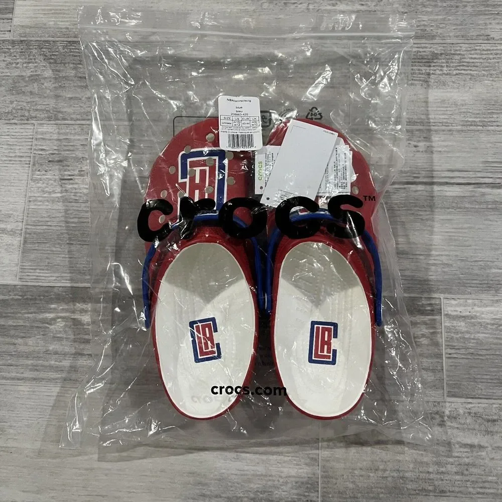 Crocs Men's Los Angeles Clippers NBA Classic Slip On Clogs Red Logo Size M10 W12